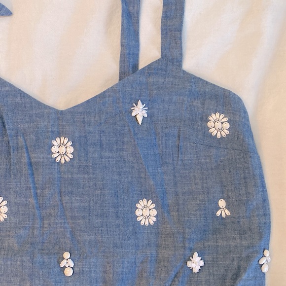 Chambray Beaded Tank-Top - Picture 2 of 5